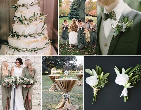Tavolozza di colori ispirata al verde oliva per matrimoni autunnali