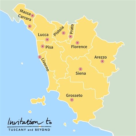 Mappa della Toscana con evidenziate le aree meridionali