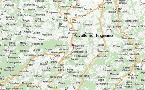 Mappa dell'Emilia-Romagna con evidenziata la zona di Pavullo nel Frignano