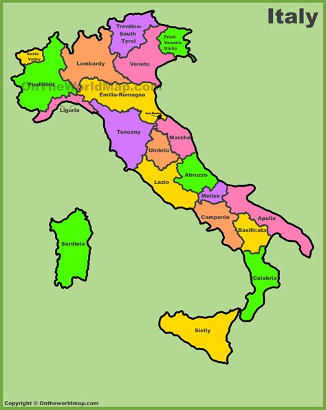 Mappa delle regioni italiane con focus sulle destinazioni wedding