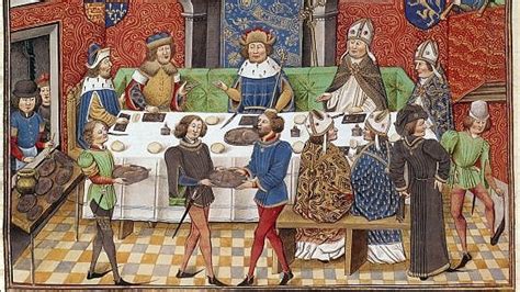 illustrazione storica di paggi e damigelle