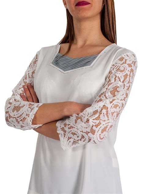 Blusa elegante da cerimonia con dettagli in pizzo