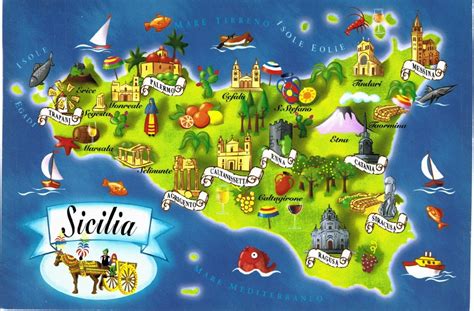 Mappa della Sicilia con evidenziate le location degli eventi di Natale Giunta