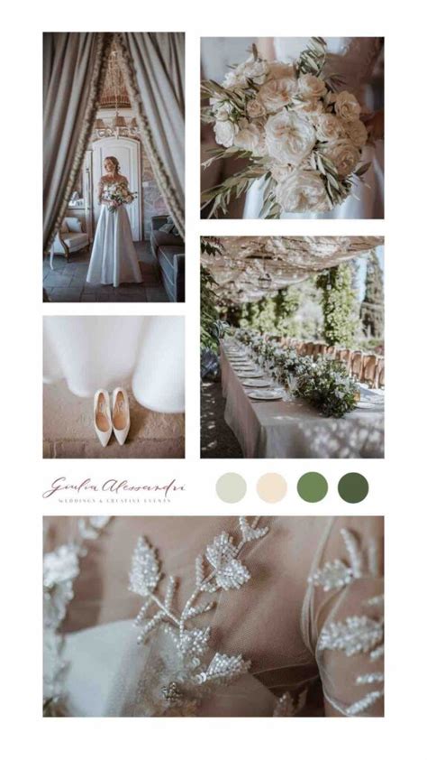 Moodboard con ispirazioni cromatiche basate su location e temi di matrimonio