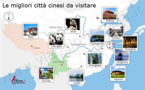 Mappa della Cina con le principali città turistiche