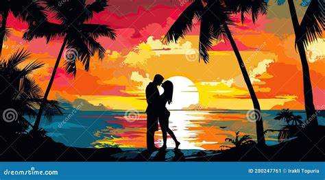 Coppia che si bacia sulla spiaggia al tramonto
