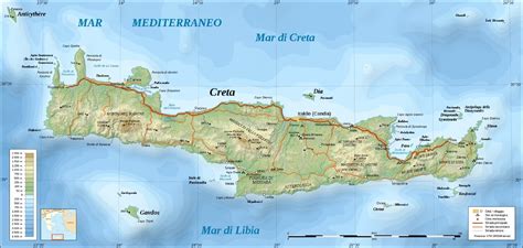 Mappa dell'isola di Creta con evidenziate le principali località turistiche