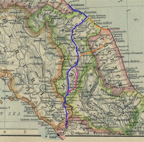 Mappa della Via Flaminia antica