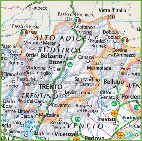 Mappa del Trentino con highlight sulla Val di Sole