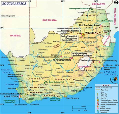 Mappa che mostra il Sudafrica e il Madagascar