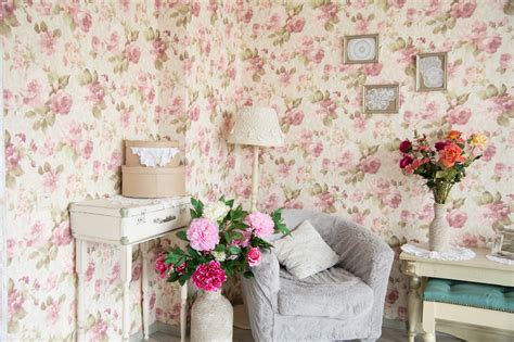 Carte da parati floreali in stile shabby chic