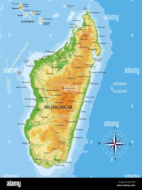 Mappa del Madagascar con indicazioni turistiche