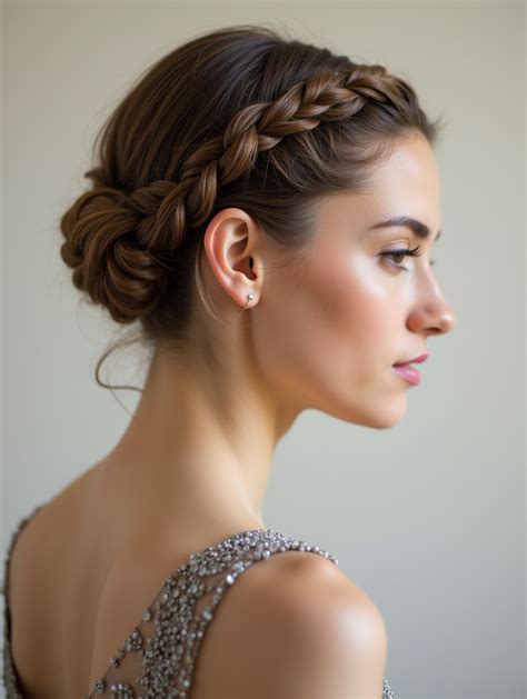 Chignon basso con treccia laterale