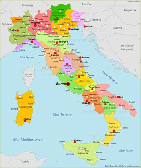 Mappa dell'Italia con evidenziate le principali città per l'organizzazione di eventi