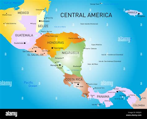 Mappa dell'America Centrale con i paesi turistici