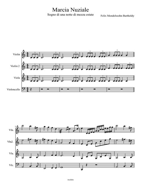 Partitura musicale della marcia nuziale