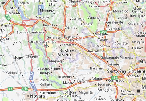 Mappa di Busto Arsizio con evidenziata la zona commerciale