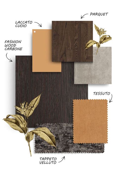 Moodboard di materiali e tessuti per l'arredamento