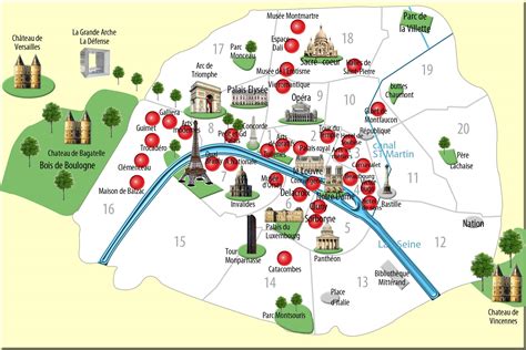 Mappa di Parigi con i principali monumenti