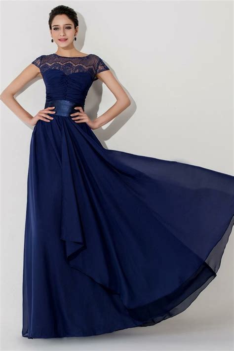 Abito lungo blu elegante da donna