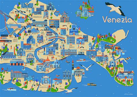 Mappa di Venezia con evidenziate location iconiche per eventi