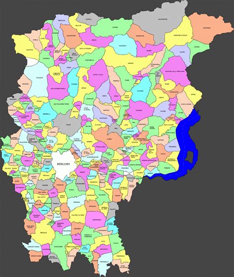 Mappa della provincia di Bergamo con evidenziate le località menzionate