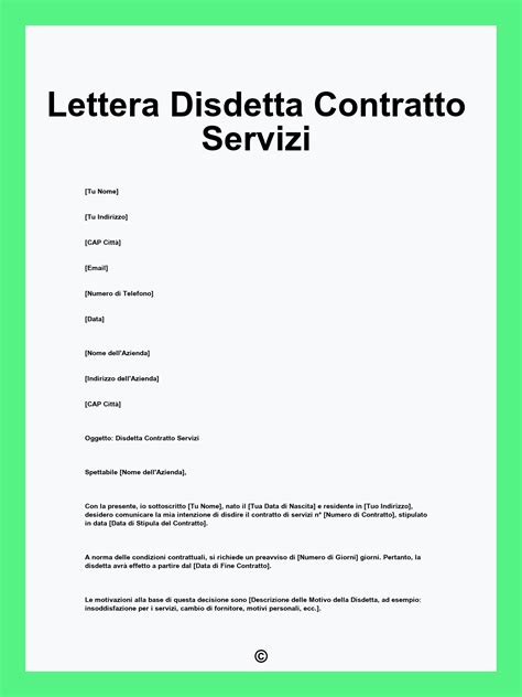 Forma scritta per la disdetta di un contratto