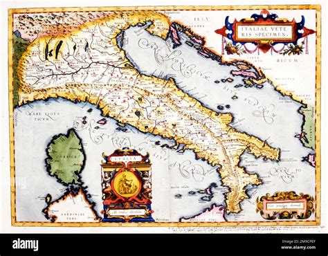 Mappa dell'Italia del XVII secolo con i luoghi de 