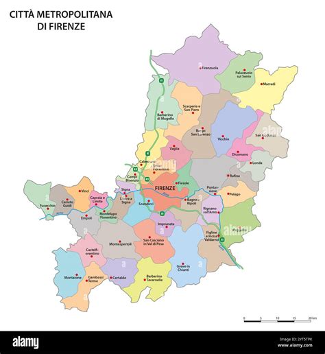 Mappa dell'Italia con evidenziate Firenze e la Toscana