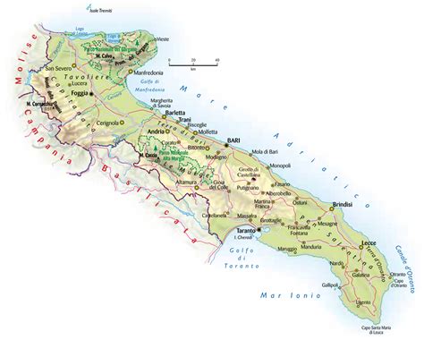 Mappa delle principali località turistiche pugliesi