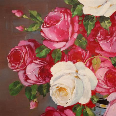 dipinto impressionista con rose rosa