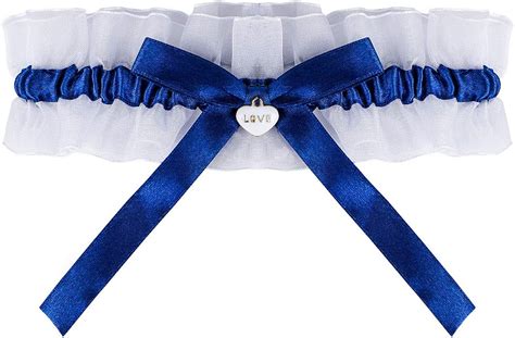 Esempi di giarrettiere da sposa di diversi colori, con focus sul blu