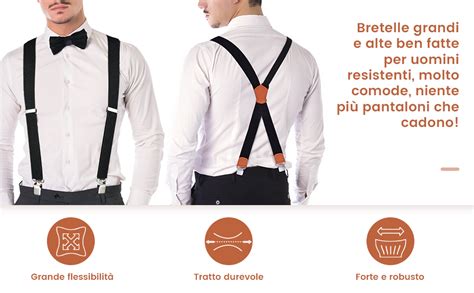 Dettaglio di bretelle da uomo con intreccio a X e Y