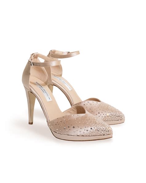 Scarpe da sposa con tacco midi e cristalli