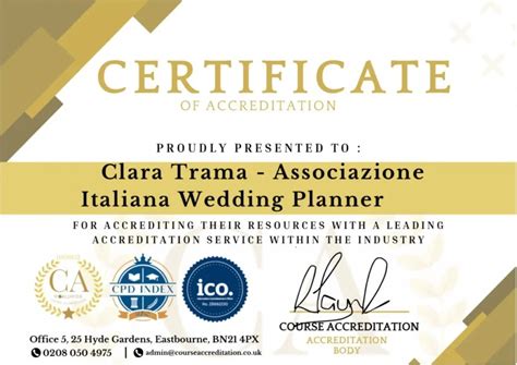 Certificato di wedding planner