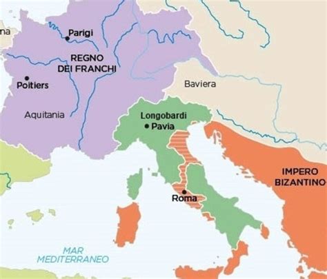 Mappa del Regno Longobardo in Italia
