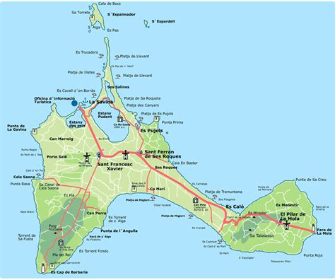 Mappa di Formentera con indicazione delle Baleari