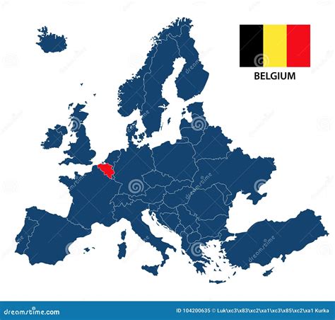 Mappa dell'Europa con evidenziato il Belgio, luogo di nascita di Pieter Bruegel il Vecchio.