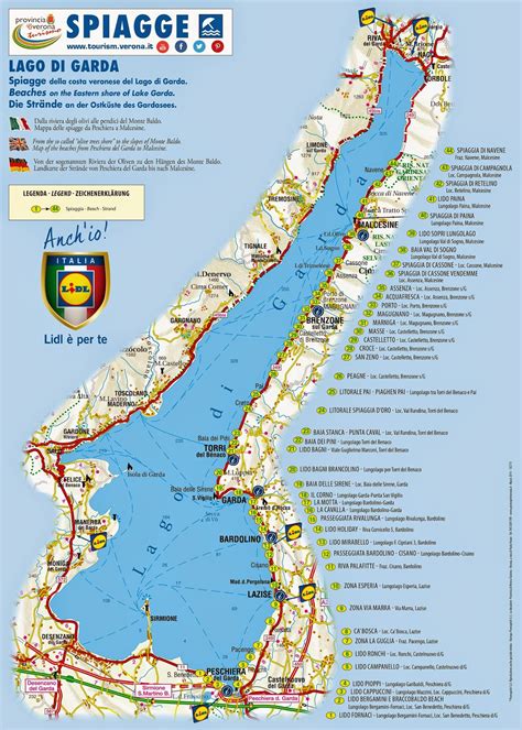 Mappa del Lago di Garda con percorsi ciclabili