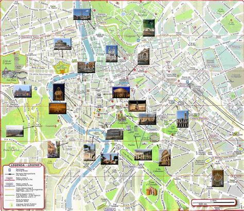 mappa turistica di Roma con monumenti principali