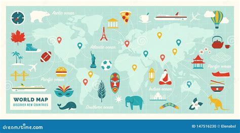 Mappa del mondo con itinerari di viaggio