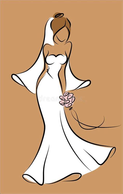 Illustrazione di una sposa in un abito da sposa elaborato