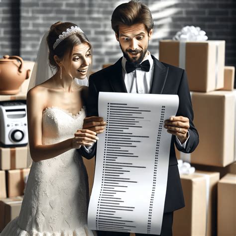 Coppia che compila una lista nozze in un negozio
