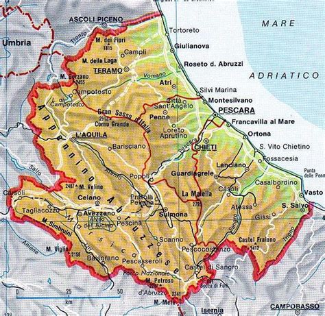 Mappa della regione Abruzzo con evidenziata la presenza del servizio