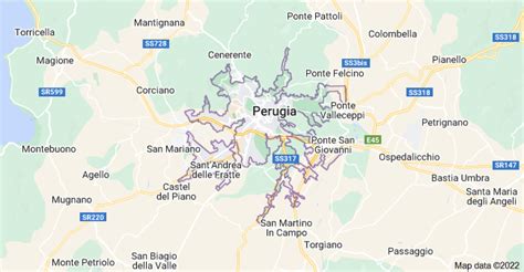 Mappa della provincia di Perugia con evidenziate le principali località turistiche e i comuni.