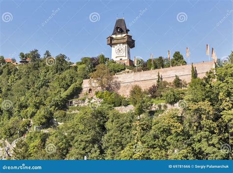 Panorama di Graz con la collina del Castello