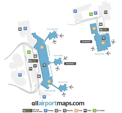 Mappa aeroporto di Malpensa e zone limitrofe